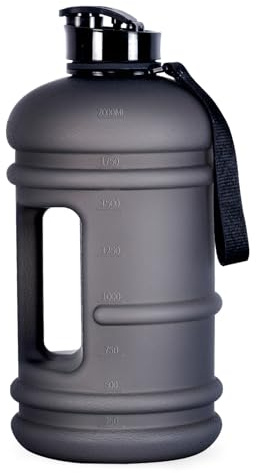 TOOFEEL 2 Liter Water Bottles - Half Gallon Water Bottle BPA Free - Ideal for Gym, Big Water Jug, Reusable Sports Bottle with Measurements Marked Drink Container - 2.2L 74oz Black Half Gallon Bottle