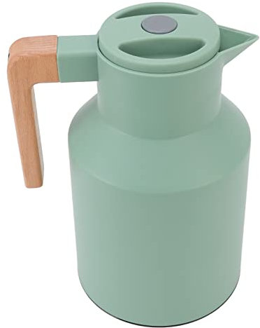 Coffee Carafe 1L Large Capacity Portable European Style Beech Wood Handle 12h Thermal Insulation Kettle Coffee Pot (Green)