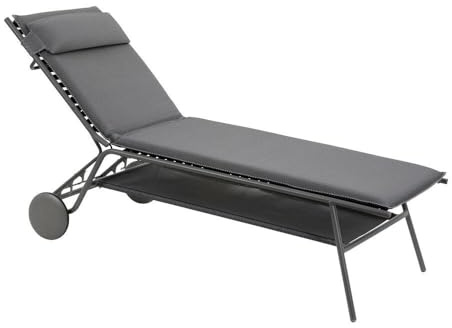 Lafuma MOBILIER - Hohe gepolsterte Sonnenliege/Gartenliege - Miami II - BeComfort® - Grau Silver LFM5174_8901-5 Jahre Garantie