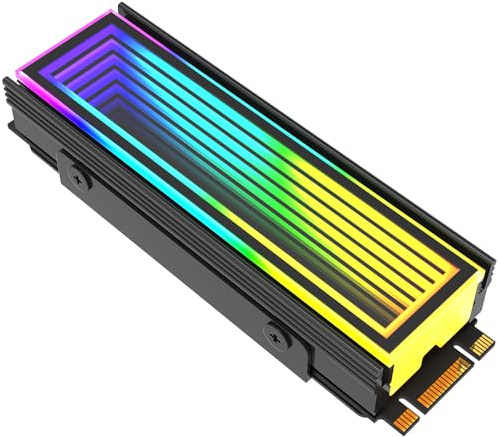 OwlTree ARGB M.2 Heatsink SSD Heat Sink with Thermal Pads, Aluminum 2280 M2 5V 3Pin Addressable RGB Sync NVME Heatsink for M.2 2280 Nvme SSD