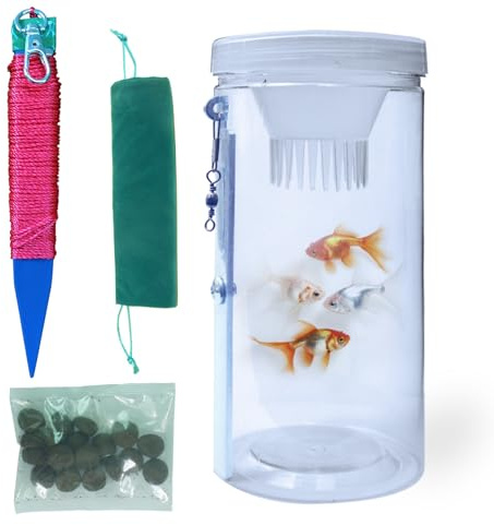 Trungeton Portable and Plastic Aquarium Minnow&Small Fish Trap for Aquarium Children Fishing Outdoors,Durable Container Bait Trap Suitable for Fishing,Crab,Shrimp,Turtle (Small)
