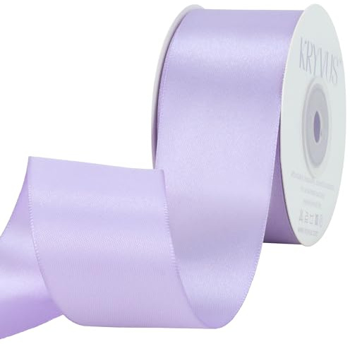 Kryvus Lavendel satinband, 38 mm x 22 m enkelansikte lavendelband, enfärgad satinband perfekt för presentförpackning, hantverk, bågtillverkning, sömnad och bröllopsdekorationer