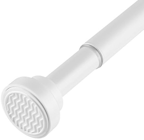 Teleskopstange Weiß, 75-249CM Edelstahl Duschstange Ohne Bohren, Ø25mm Verstellbar Duschvorhangstange auch für Duschvorhang, Trennwand, Badezimmer