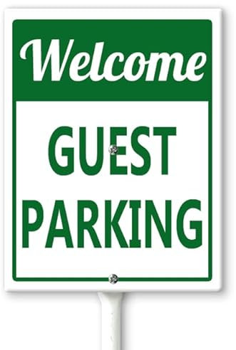 Horienteeon Cartello per parcheggio per gli ospiti con paletti, 20 x 30 cm, robusto cartello in alluminio antiruggine, cartello per tenere l'erba all'aperto per decorare il giardino, facile da