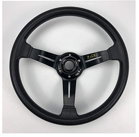Sportlenkrad,Drifting Steering Wheel,Lenkrad Universal 14 Zoll PU-Leder Auto Racing Lenkräder Tiefes Hupe Drifting Sport Lenkrad mit Logo(B)