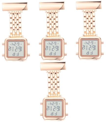 SAFIGLE 4 Stück Schwesterntisch hängende Uhr Pflegeuhr Herrenanhänger Clip- Krankenschwester Nurse Watch Schwesternen für Damen dekorative Krankenschwester Legierung Rose Gold