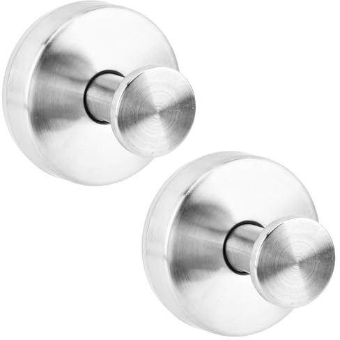 HINMAYGO Lot de 2 crochets à ventouse pour douche, en acier inoxydable, capacité de 6,8 kg, crochets amovibles très résistants pour salle de bain, cuisine, fenêtre, fenêtre, porte, mur (argent brossé)