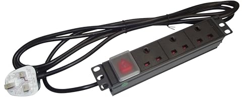 3 Way UK PDU 10 Inch Rack Mount 3m Lead 1U