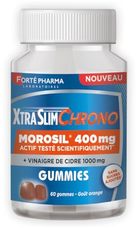 Forté Pharma Complément minceur XtraSlim Chrono Gummies Morosil 60 gommes | Perte de poids & brule graisse, Morosil et vinaigre de cidre, goût orange, programme 15 jours