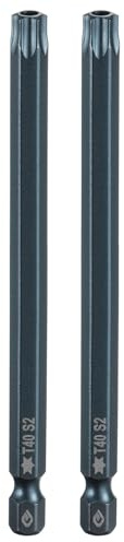 QUARKZMAN 2pz Punte Cacciavite Torx T40 1/4 Esagonale 4 Lunghezza Acciaio S2 Magnetica 6 Punti Punte Cacciavite Industriale a Prova di Manomissione Star con Testa Torx con Foro