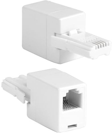 Jesiah 2PCS BT to RJ11 Telephone Line Adapter, RJ11 6P4C Female Socket to BS6312 431A Male Plug Converter 4-Wire UK Modular Standard Connector for Landline Phone Fax Modem (White)