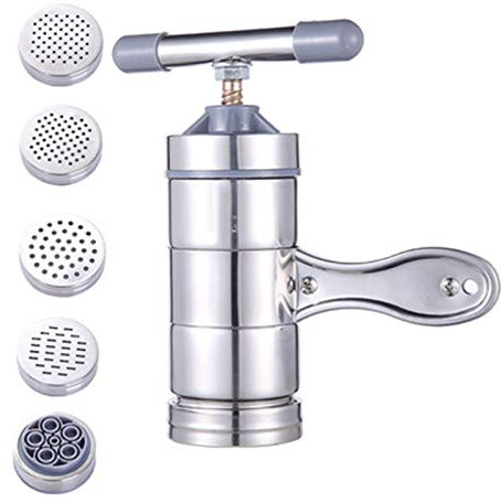Macchina per pasta manuale in acciaio inox, per uso domestico, pressa a manovella per pasta fresca, 5 stili disponibili, ideale per gli appassionati di zuppe e cucina