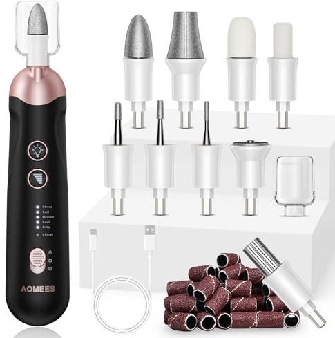Electric Nail File & Drill Kit: Pedicure Sets for Feet & Hands Care with Electric Nail Drill, 9 Attachments for Pain-Free Trimming, Buffing & Shaping | 5 Speeds, Pedicure Tools & Nail Kit Manicure Set