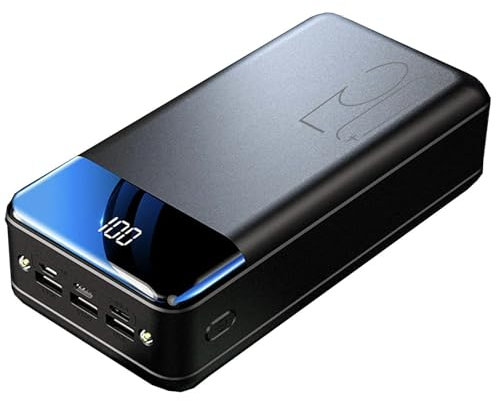 Power Bank per campeggio all'aperto Caricabatterie portatile con ricarica ad alta velocità da 2,1 A Batteria esterna con display a LED Tablet, nero, 50000mAh