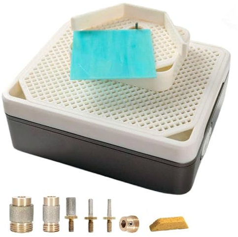 Kit De Amoladora De Vidrieras De Doble Capa, 4000 RPM Herramienta Mini DIY Con Alimentación Automática De Agua, Incluye 5 Brocas Reemplazables Para Esmerilar/Formar/Taladrar Vidrio & Cerámica