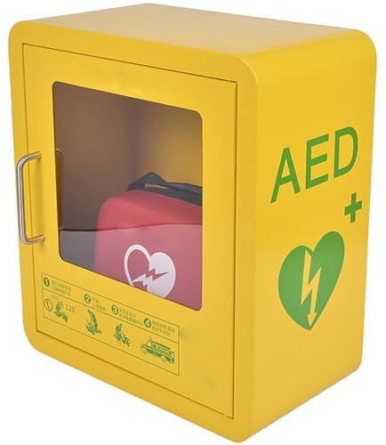Erste-Hilfe-Kasten, AED-Defibrillator-Aufbewahrungsschrank, wandmontierte AED-Alarmbox, transparentes Glasfenster und abgerundetes Eckendesign