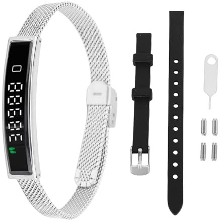 Denash Smart Bracelet Fitness Tracker, 5.3 Health Tracker Bracelet, Light and for Running, Riding, APP with Remote Camera Control and Trend Reports (Silver)