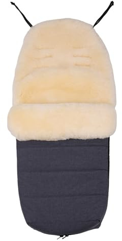 Merauno Saco de piel de cordero para cochecito de bebé, saco para cochecito de bebé, saco para cochecito de bebé, resistente al viento y al agua, termorregulador, cremallera completa, 95 x 40 cm
