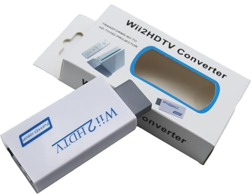 Wii to HDMI Converter Adapter 1080p/720p HD Output Video & 3.5mm Audio, Supports All Wii Display Modes (NTSC 480i/480p, PAL 576i) - Plug & Play, No Power Adapter Required, for TV/Monitor