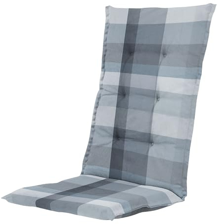 Gardissimo Hochlehnerauflage SYA Grey, 120 x 50 x 8 cm, grau kariert | UV-Lichtecht, Polsterauflage, Gartenstuhlauflage