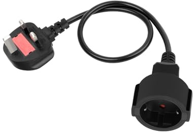 RIIEYOCA 16AWG UK Plug Adapter, 2 Pin to 3 Pin Type G Plug Power Cable-0.6M | 13A 250V Travel Power Cable Socket Converter for Power Tools & Appliances