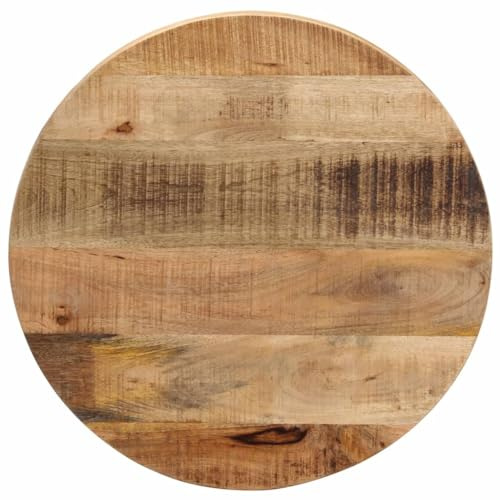 Emmtore Tablero de Mesa Redondo Madera Maciza Mango Rugosa Ø 60x2,5 cm