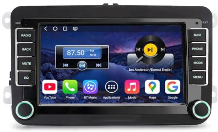 Erisin Qualcomm 8-Core 4GB+64GB Android 16 Radio Coche Bluetooth para VW Touran Polo Passat T5 Golf 5/6 Tiguan Caddy Seat Skoda 7 Pantalla CarPlay Android Auto GPS Navegador Dab+ WiFi Canbus 4G USB