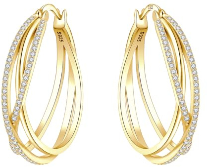 CYMYSS Guldörhängen Dam 925 Silver | 18K Guldpläterade Örhängen för Kvinnor | Hypoallergena Gold Plated Earrings Women | Eleganta Lätta Smycken Present till Henne
