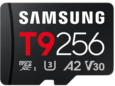Samsung T9 Carte microSD, 256 Go, Carte mémoire pour Drones, caméras d'action et caméras à 360°, UHS-I U3, Full HD & 4K UHD, 200 Mo/s en Lecture, 130 Mo/s en écriture, MB-MH256T/WW