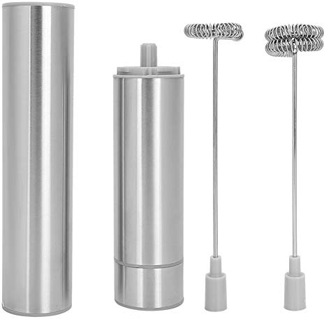 Mousseur électrique portable en acier inoxydable, batteur à œufs manuel pour le café et les boissons, tête de fouet à double ressort, outil de cuisine alimenté par batterie pour