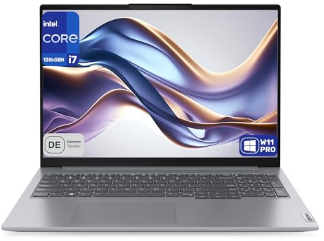 Lenovo ThinkBook 16 Gen 6 Business Laptop, Core i7-13700H, 32 GB DDR5 RAM, 1 TB PCIe SSD, 16 WUXGA (1920x1200) Display, Intel Iris Xe Graphics, Deutsches Tastatur-Layout, W11 Pro, Arctic Grey