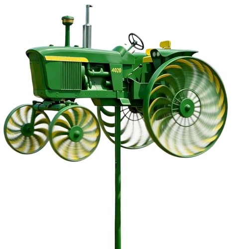 Tractor Wind Spinner, Metal Windmill Stake, Outdoor Sculpture with Garden Patio Decor, Yard Decor with Front Porch Backyard Lawn, Garden Stake, Wind Spinner for Yard Patio Lawn