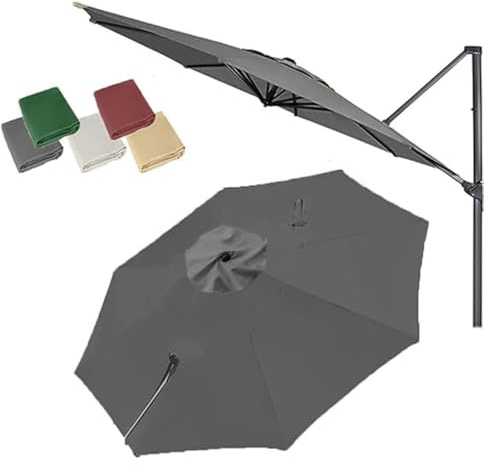 OPOLDBDMAC Rond Housse Rechange Parasol Déporté De Jardin 300cm 350cm Parasol D'extérieur Auvent De Rechange pour Grand Parasol De Jardin Toile Polyester Anti UV Imperméable(Gray,3.5m/11.5ft)