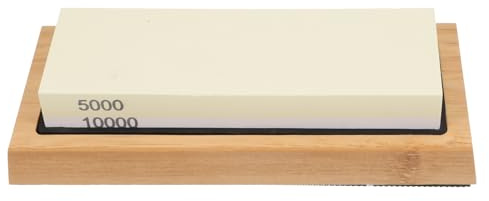 HOMOCONO Set Affilacoltelli in Bianco con Base in Bambù con per Affilare Stabile e Facile da Usare per Riparazione Pietre da Affilare