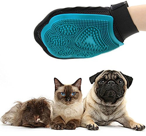 Ploopy Fellpflege Handschuh, Hundebürste katzenbürste handschuh, fellpflege handschuh für Katzen, Fellpflege Hundebürste mit Gummi Noppen Blau