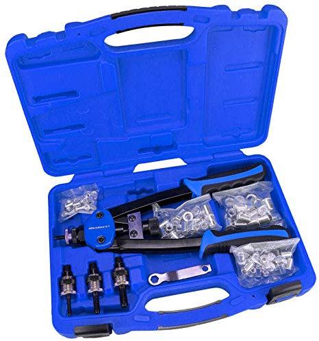 Haskyy robusta pinza rivettatrice, professionale, pinza per rivetti, forbici, pinza per rivetti ciechi, per dadi di rivetti ciechi, inclusi 80 dadi per rivetti, 20 per ciascuna misura: M5 M6 M8 M1