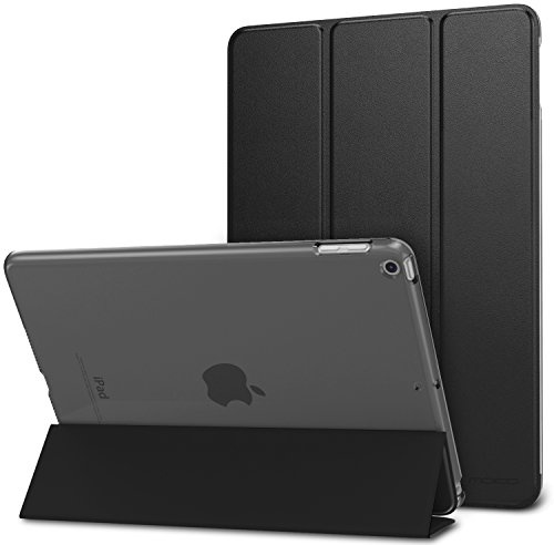 MoKo Smart Case Fit 2018/2017 iPad 9.7 5th / 6th Generation, Black | Slim Lightweight Shell Stand Cover with Translucent Frosted Back Protector ,Auto Wake/Sleep, Fit iPad 9.7 Inch 2018/2017