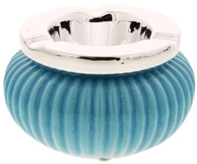 Aschenbecher Windaschenbecher Keramik Tischaschenbecher mit Deckel Bunt Farben (Blau)