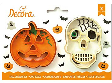 Decora 0255067 Skull And Pumpkin Plastic Cookie Cutters Set Of 2