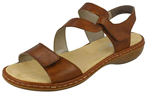 Rieker Sphere Womens Riptape Sandals Tan