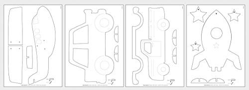 Rayher 62914505 Laubsägevorlagen Fahrzeuge, mit Sperrholzplatten, Motiv für Laubsägearbeiten, 300x200x4 mm, Natur
