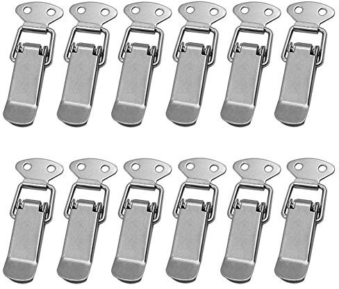 Attache Capot 12 Pièces Fermeture à Levier Moraillon de Porte, Loquet à Ressort Avec Crochet Tiroir Hardware en Acier Inoxydable Fermoir à Bascule pour Boîte,Cas Sans Serrure