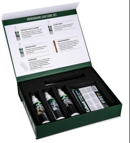 Collonil Car Care Autoreinigungsset - Auto Reiniger zur Pflege und Reinigung vom Innenraum mit Cockpit Spray, Textilreiniger, Lederreiniger und Pflege, Bürste - Made in Germany