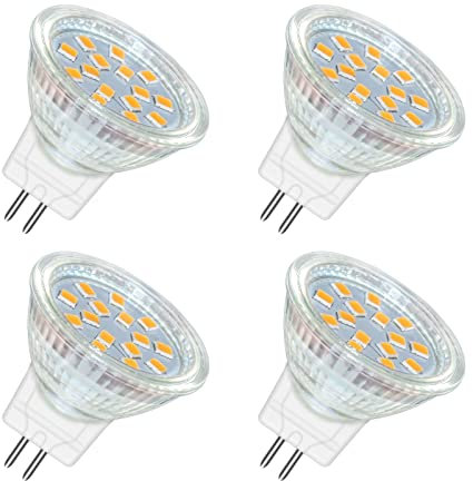 Akynite MR11 GU4 LED 2W Warmweiß 3000K, 250LM, 120 Grad, MR11 10W 20W Halogen Ersatz, GU4 MR11 12V-24V AC DC LED Einbaustrahler Warmweiss für Wohnwagen, 4er-set