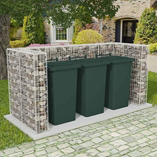 INLIFE Gabionen-Mülltonnenverkleidung für 3 Tonnen Stahl 250x100x120cm-2560