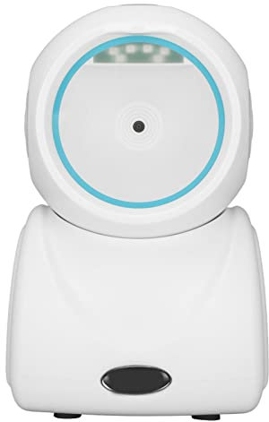 Desktop QR Code Scanner, Omnidirektionaler Induktionstrigger Scannen, Schnelle Decodierung, CMOS USB QR Code Scanner, Anti Lichtinterferenz, Hohe Genauigkeit Beim Lesen für Einkaufszentren(Weiß)