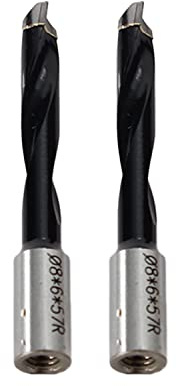 AONLLEN Doppelspindel-Holzdübel-Bohrer, 2 Stück, 6 mm Durchmesser x 57 mm L x 8 mm S, Hartmetallbestückt, R/H-Rotation