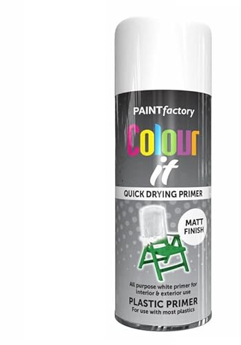 SuperGift.com Plastic Primer All Purpose Aerosol Spray Paint 400ml Quick Drying Spray, Fast Dry and Excellent Coverage for Metal, Wood, Plastic and More by Diva Gift