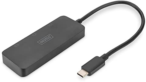 DIGITUS Adaptador gráfico USB-C de 3 Puertos - USB-C a 3X Displayport - 4k60Hz - Multi Stream Transport (MST) - Video Hub - Negro