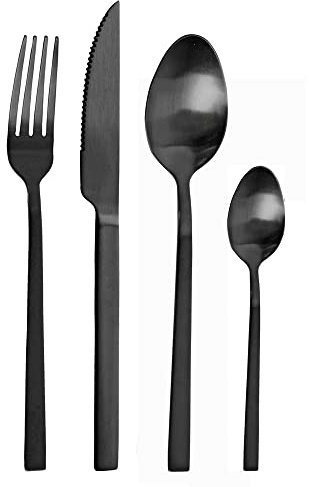 Pintinox 24tlg. Tafelbesteck Menübesteck Besteckgarnitur Tischbesteck Besteck-Set DUKE für 6 Personen, Hochwertiger 18/10 Edelstahl, Messer aus 13/0 Chromstahl (Carbon), inkl. Microfasertuch